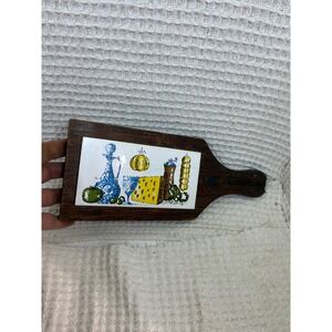 Vintage MCM Unisex Unbranded Japan Ceramic Tile Wood Cheese Board OS Brown